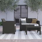 Ensemble 4 pièces de chaises, causeuse et table d'extérieur en rotin synthétique - 27P x 26,75 - 47L x 30H