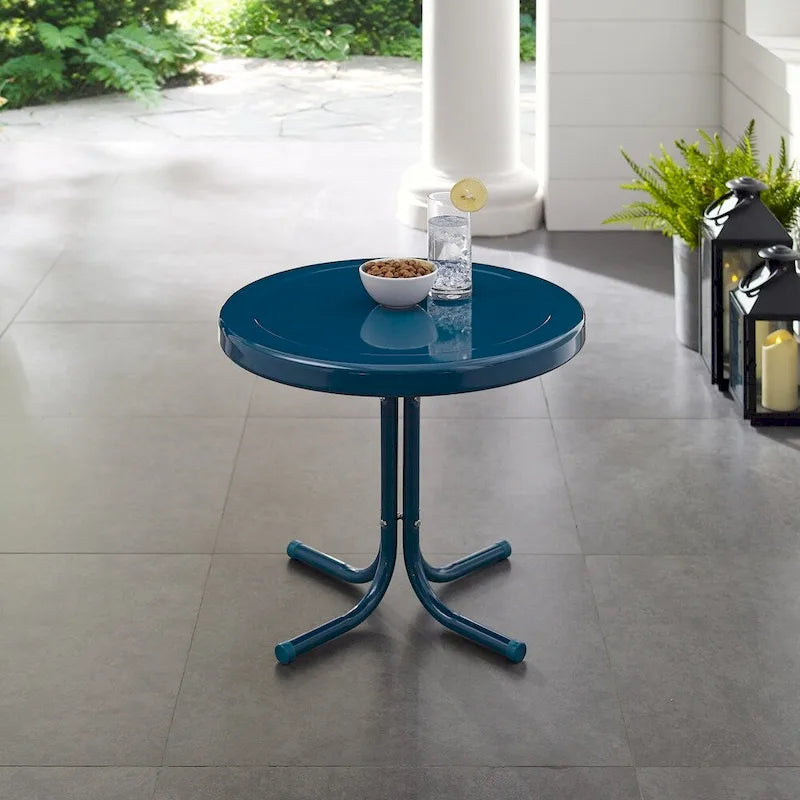 Table d'appoint en métal rétro Crosley, bleu marine