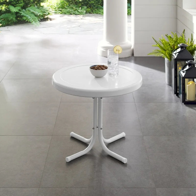 Table d'appoint en métal de style rétro Crosley, blanc albâtre