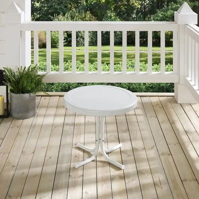 Table d'appoint en métal de style rétro Crosley, blanc albâtre