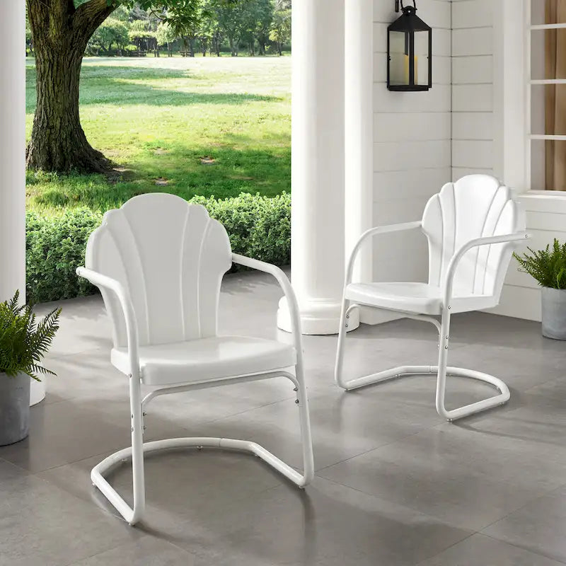Lot de 2 fauteuils de jardin en métal Crosley Tulip - 24,5 l x 20,5 P x 32,88 H