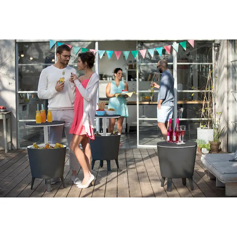 Keter Cool Bar Glacière de terrasse intérieure et extérieure et table d'appoint escamotable