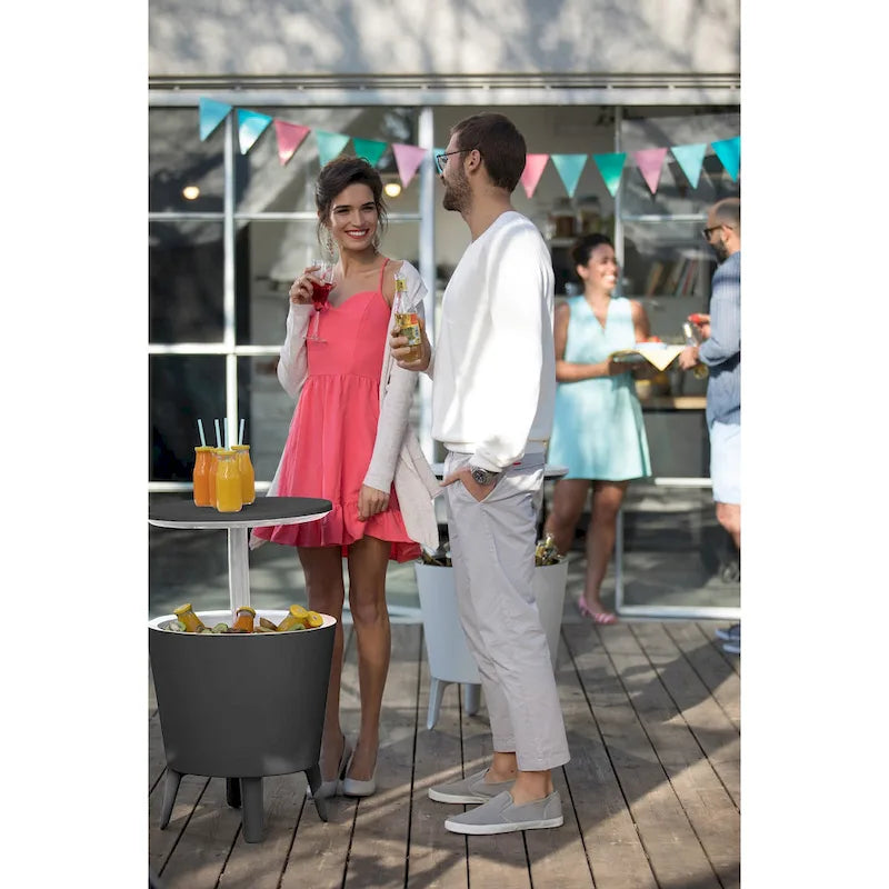 Keter Cool Bar Glacière de terrasse intérieure et extérieure et table d'appoint escamotable