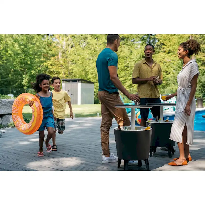 Keter Cool Bar Glacière de terrasse intérieure et extérieure et table d'appoint escamotable