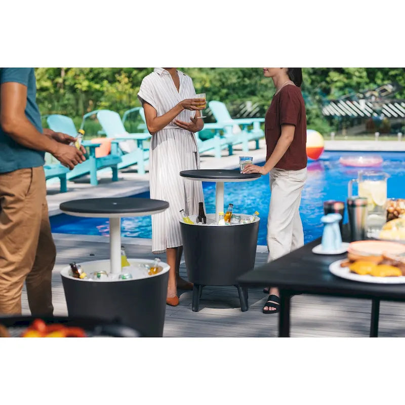 Keter Cool Bar Glacière de terrasse intérieure et extérieure et table d'appoint escamotable