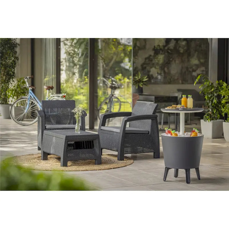 Keter Cool Bar Glacière de terrasse intérieure et extérieure et table d'appoint escamotable