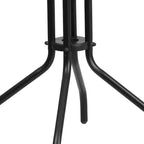 Table en métal en verre trempé rond de 23,75 po avec plateau à motif d'ondulations lisses