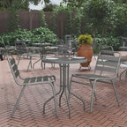 Table en métal en verre trempé rond de 23,75 po avec plateau à motif d'ondulations lisses