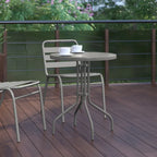 Table en métal en verre trempé rond de 23,75 po avec plateau à motif d'ondulations lisses
