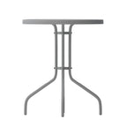 Table en métal en verre trempé rond de 23,75 po avec plateau à motif d'ondulations lisses