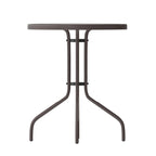 Table en métal en verre trempé rond de 23,75 po avec plateau à motif d'ondulations lisses