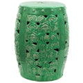 Handmade Carved Clouds Porcelain Stool/End Table - 13.5W x 13.5D x 18.75H