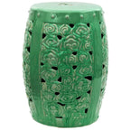 Handmade Carved Clouds Porcelain Stool/End Table - 13.5W x 13.5D x 18.75H