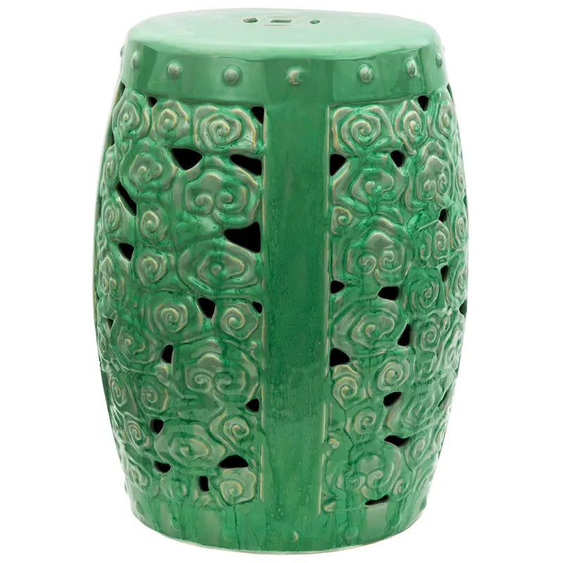 Tabouret/table d'appoint en porcelaine sculptée à la main Nuages - 13,5L x 13,5P x 18,75H
