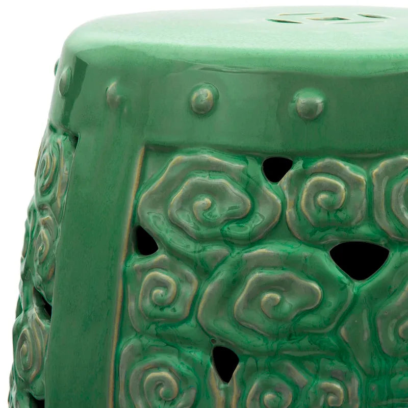 Tabouret/table d'appoint en porcelaine sculptée à la main Nuages - 13,5L x 13,5P x 18,75H