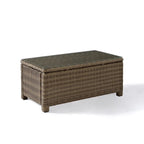 Table d'extérieur Crosley Bradenton en osier marron avec plateau en verre