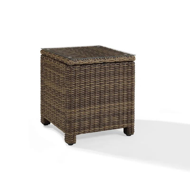 Table d'appoint rectangulaire d'extérieur Crosley Bradenton en osier marron