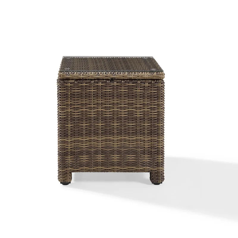 Table d'appoint rectangulaire d'extérieur Crosley Bradenton en osier marron