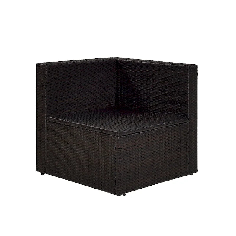 Fauteuil d'angle en osier Palm Harbor marron avec coussins gris - 26,5 L x 26,5 P x 30,5 H