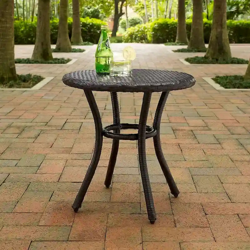 Crosley Palm Harbor Outdoor Wicker Round Side Table