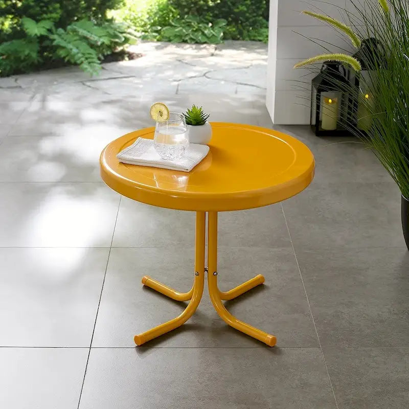 Crosley Tangerine Retro Metal Side Table