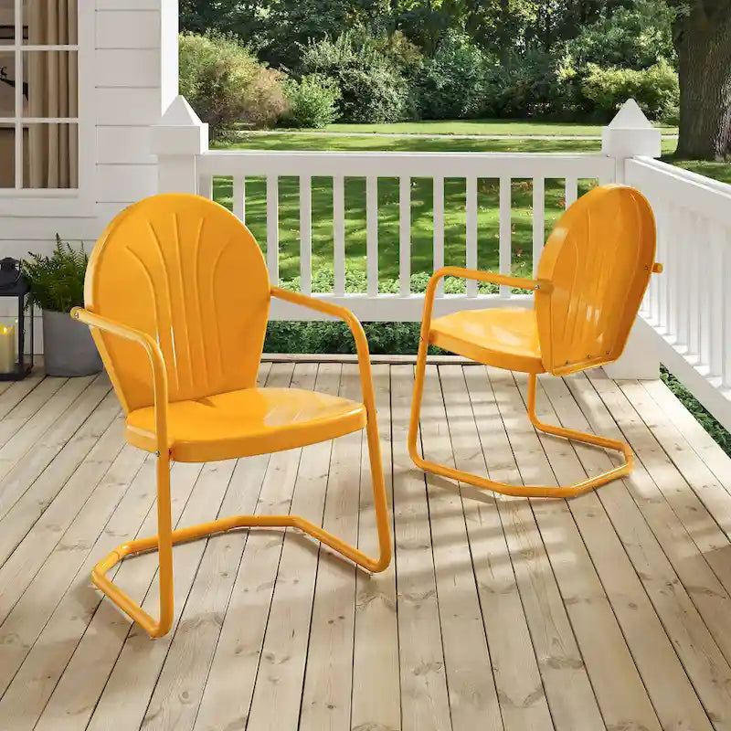Chaise en métal Griffith de Crosley, coloris mandarine – 22 L x 28,2 P x 33,25 H