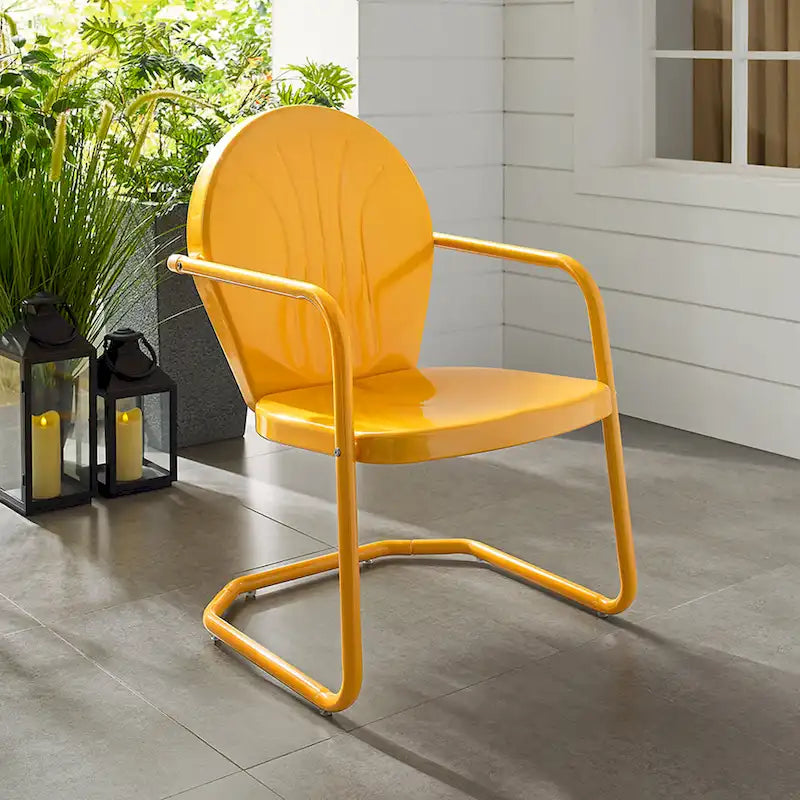 Chaise en métal Griffith de Crosley, coloris mandarine – 22 L x 28,2 P x 33,25 H