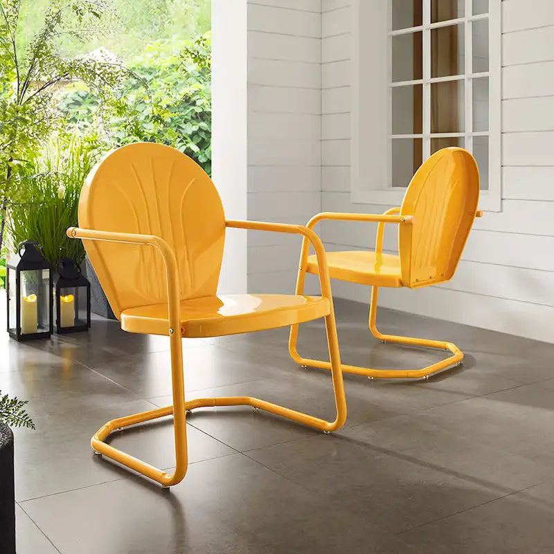 Chaise en métal Griffith de Crosley, coloris mandarine – 22 L x 28,2 P x 33,25 H
