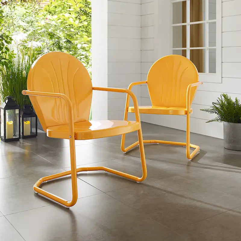 Chaise en métal Griffith de Crosley, coloris mandarine – 22 L x 28,2 P x 33,25 H