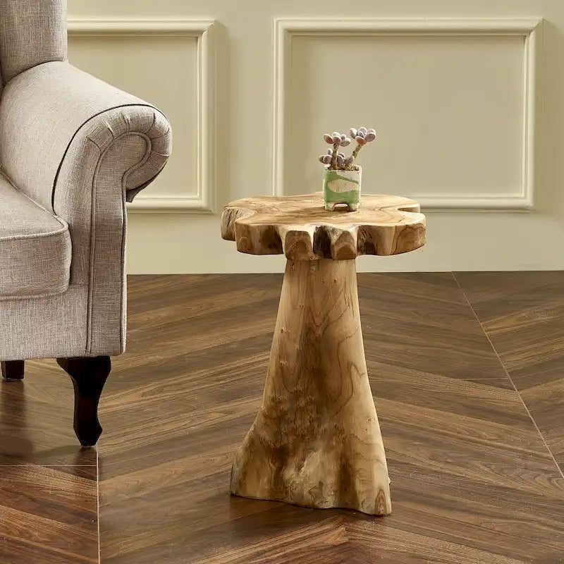 Table d'appoint en teck Greenage à bords naturels