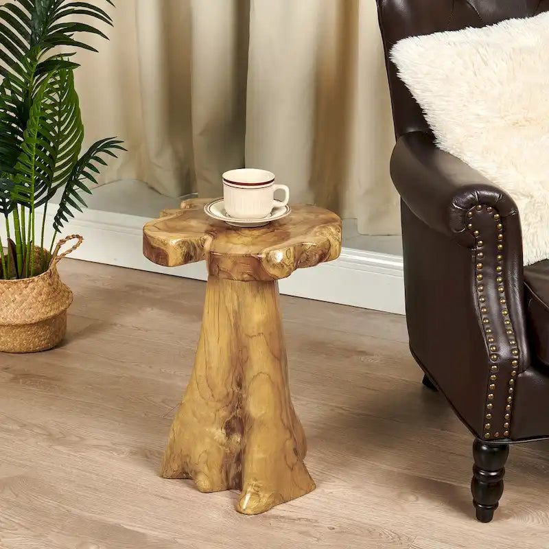 Table d'appoint en teck Greenage à bords naturels