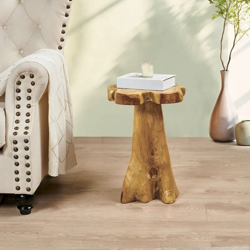 Table d'appoint en teck Greenage à bords naturels