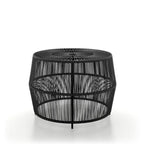 Table basse ronde d'extérieur bohème Alia Coastal Natural 22 pouces en rotin par M&L Co.