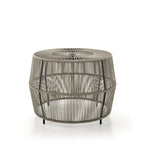 Table basse ronde d'extérieur bohème Alia Coastal Natural 22 pouces en rotin par M&L Co.