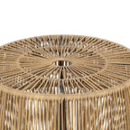 Table basse ronde d'extérieur bohème Alia Coastal Natural 22 pouces en rotin par M&L Co.
