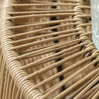 Table basse ronde d'extérieur bohème Alia Coastal Natural 22 pouces en rotin par M&L Co.