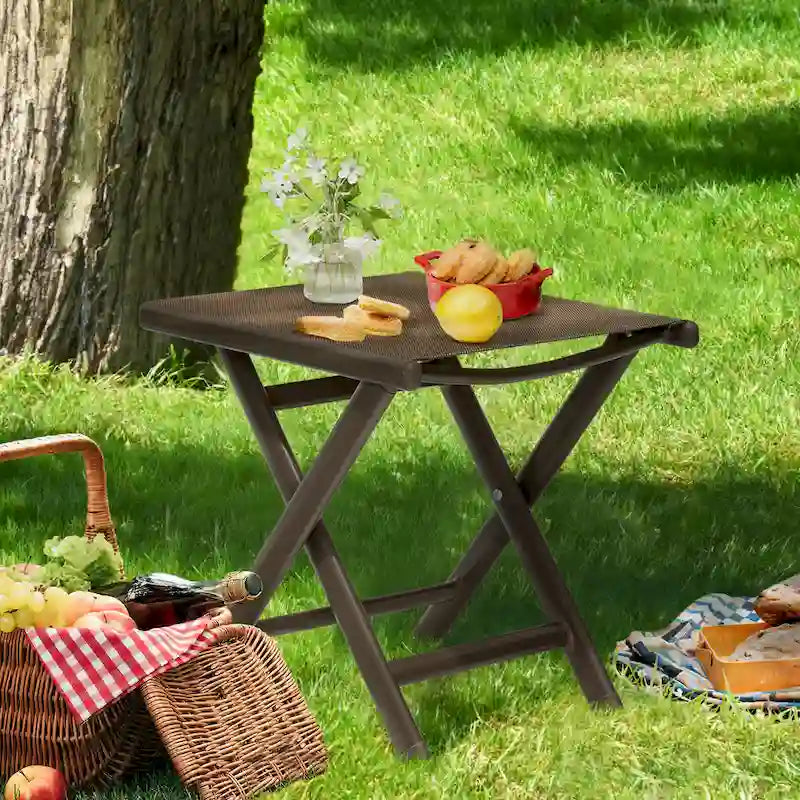 Table d'appoint pliante de patio extérieur Ottoman table d'appoint de camping support de plantes - 37,6 cm L x 43,4 cm l x 41,4 cm H