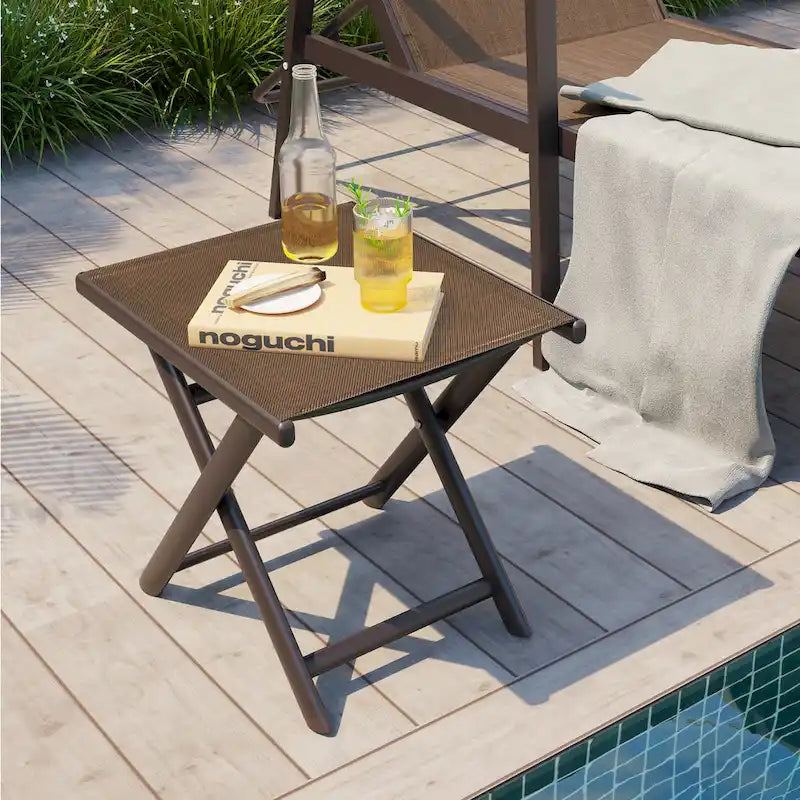 Table d'appoint pliante de patio extérieur Ottoman table d'appoint de camping support de plantes - 37,6 cm L x 43,4 cm l x 41,4 cm H