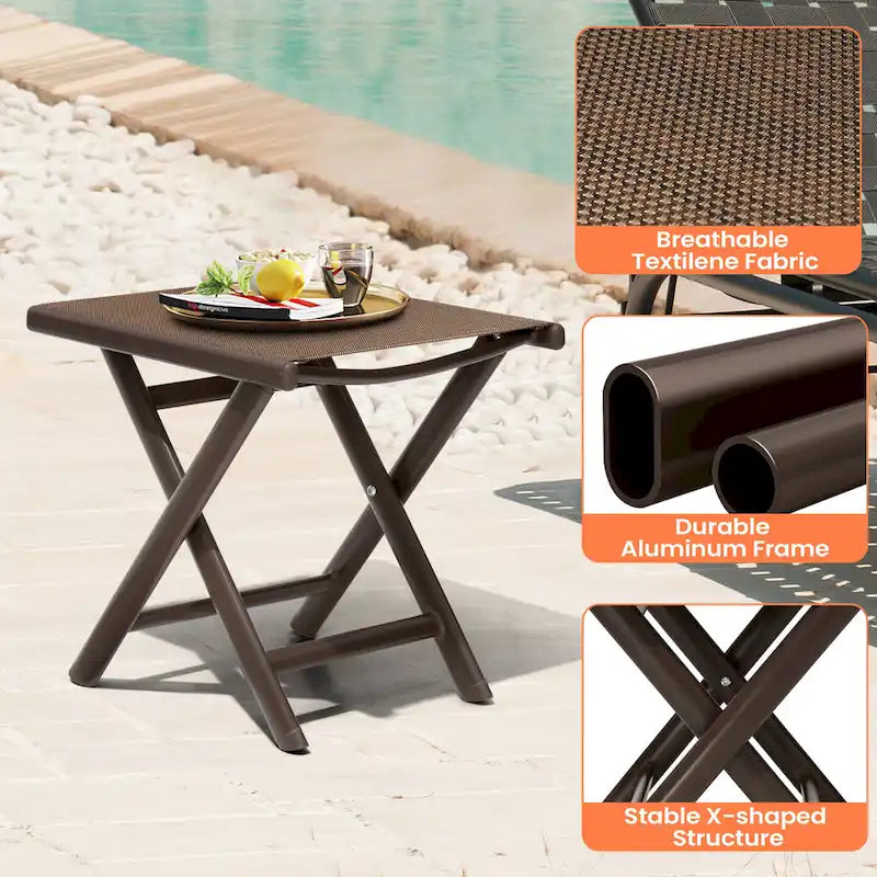 Table d'appoint pliante de patio extérieur Ottoman table d'appoint de camping support de plantes - 37,6 cm L x 43,4 cm l x 41,4 cm H