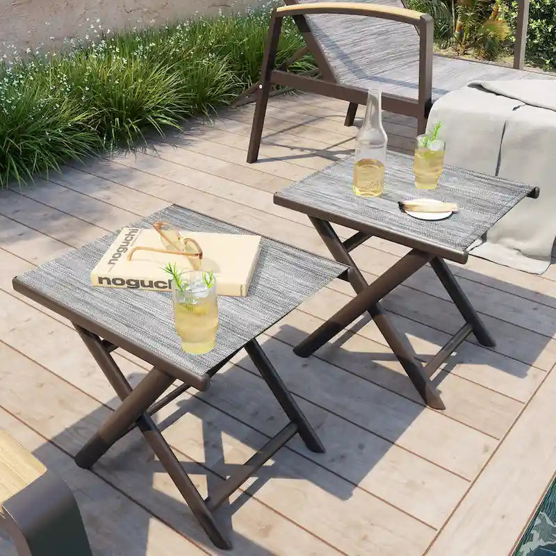 Table d'appoint pliante de patio extérieur Ottoman table d'appoint de camping support de plantes - 37,6 cm L x 43,4 cm l x 41,4 cm H