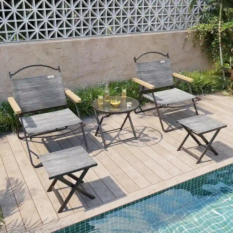 Table d'appoint pliante de patio extérieur Ottoman table d'appoint de camping support de plantes - 37,6 cm L x 43,4 cm l x 41,4 cm H