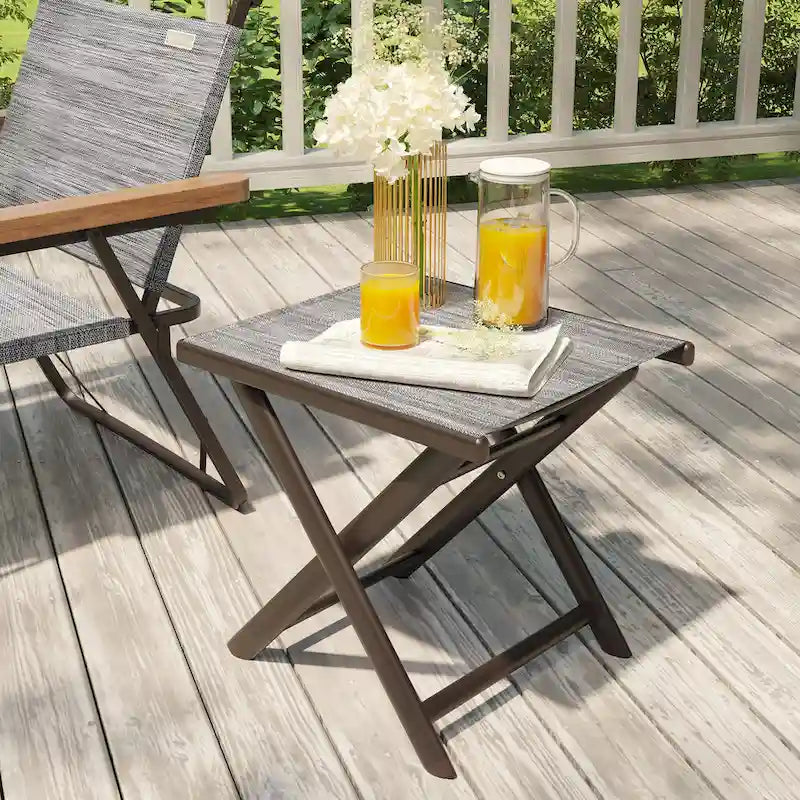 Table d'appoint pliante de patio extérieur Ottoman table d'appoint de camping support de plantes - 37,6 cm L x 43,4 cm l x 41,4 cm H