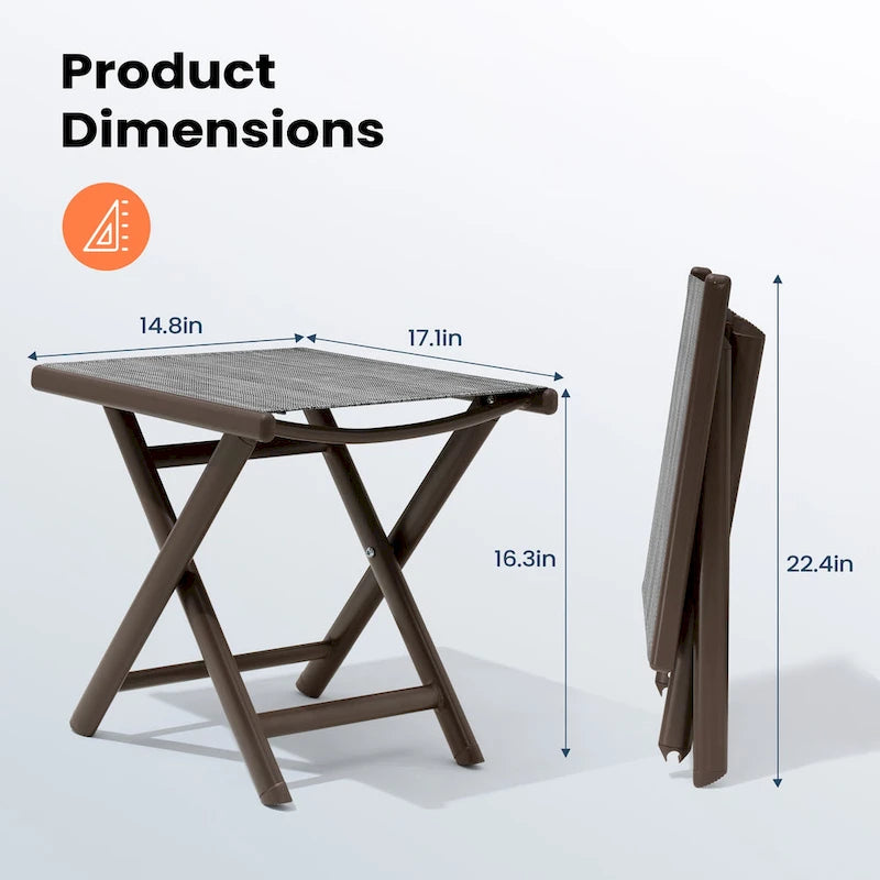 Table d'appoint pliante de patio extérieur Ottoman table d'appoint de camping support de plantes - 37,6 cm L x 43,4 cm l x 41,4 cm H