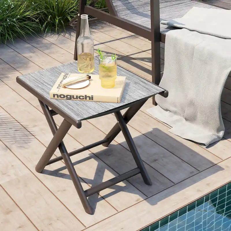 Table d'appoint pliante de patio extérieur Ottoman table d'appoint de camping support de plantes - 37,6 cm L x 43,4 cm l x 41,4 cm H