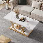 47 tables basses modernes à 2 niveaux avec plateau en faux marbre pour le salon