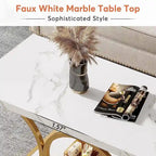 47 tables basses modernes à 2 niveaux avec plateau en faux marbre pour le salon