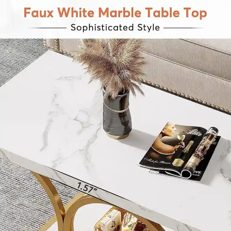 47 tables basses modernes à 2 niveaux avec plateau en faux marbre pour le salon
