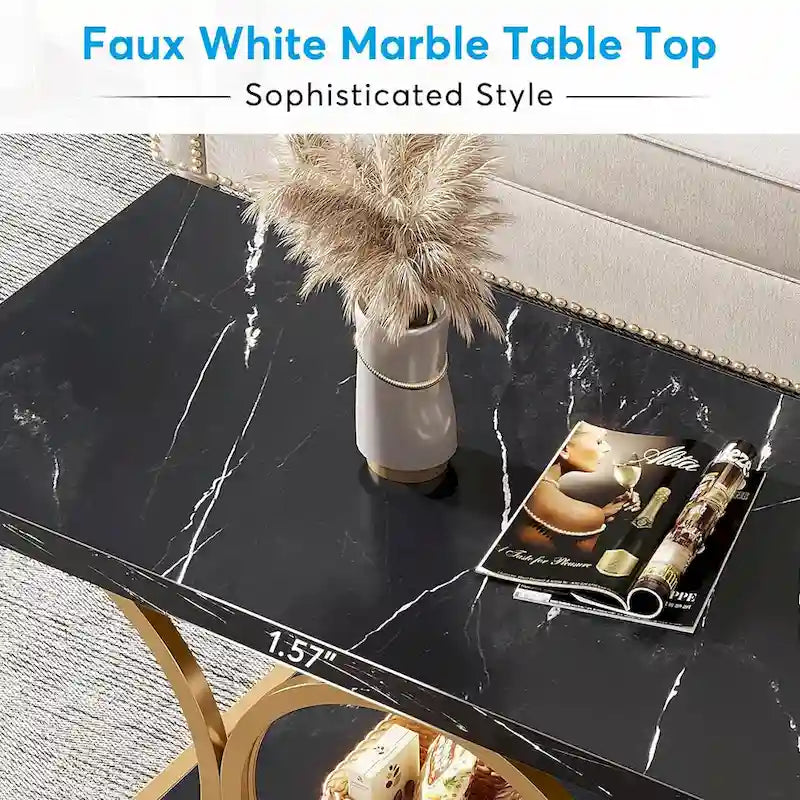 47 tables basses modernes à 2 niveaux avec plateau en faux marbre pour le salon