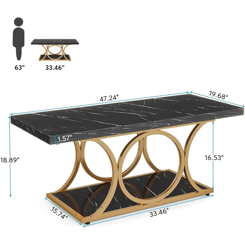 47 tables basses modernes à 2 niveaux avec plateau en faux marbre pour le salon