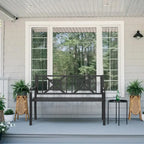 Banc de jardin en métal noir pour extérieur, fauteuil causeuse de patio/porche